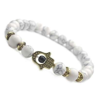 New Imitated White Turquoise Bead Fatima Hand Bracelet For Girls